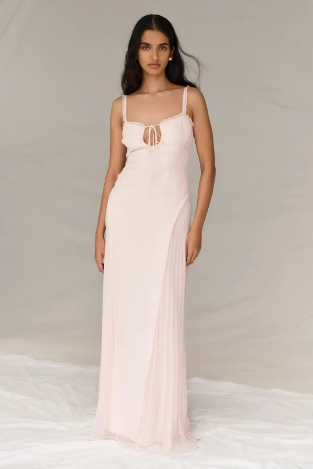 Women Meshki Dresses Saira Chiffon Maxi Dress 8211 Powder Pink