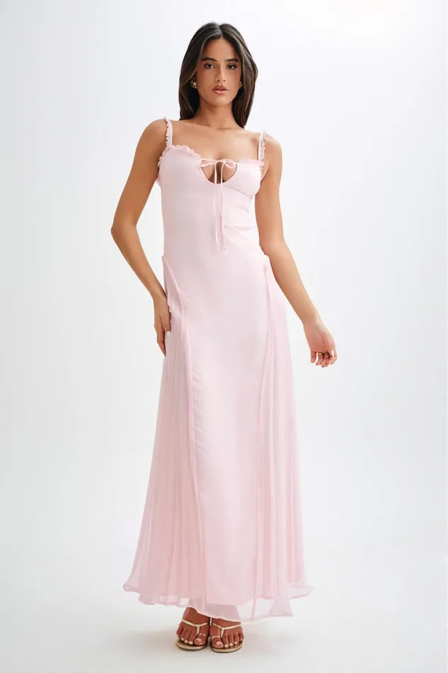 Women Meshki Dresses Saira Chiffon Maxi Dress 8211 Powder Pink