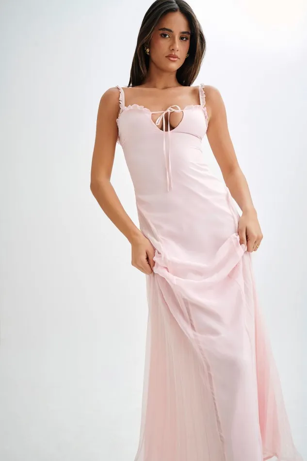 Women Meshki Dresses Saira Chiffon Maxi Dress 8211 Powder Pink