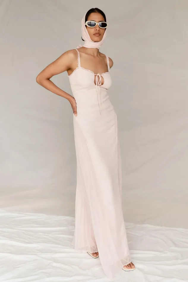 Women Meshki Dresses Saira Chiffon Maxi Dress 8211 Powder Pink