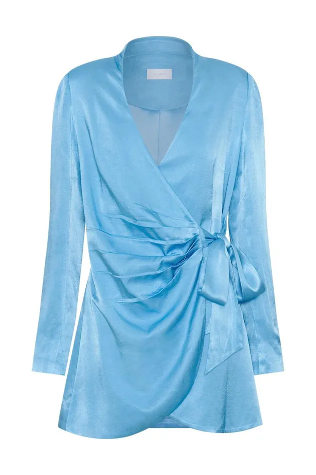 Women Meshki Dresses Saira Tie Up Mini Dress 8211 Azure Blue
