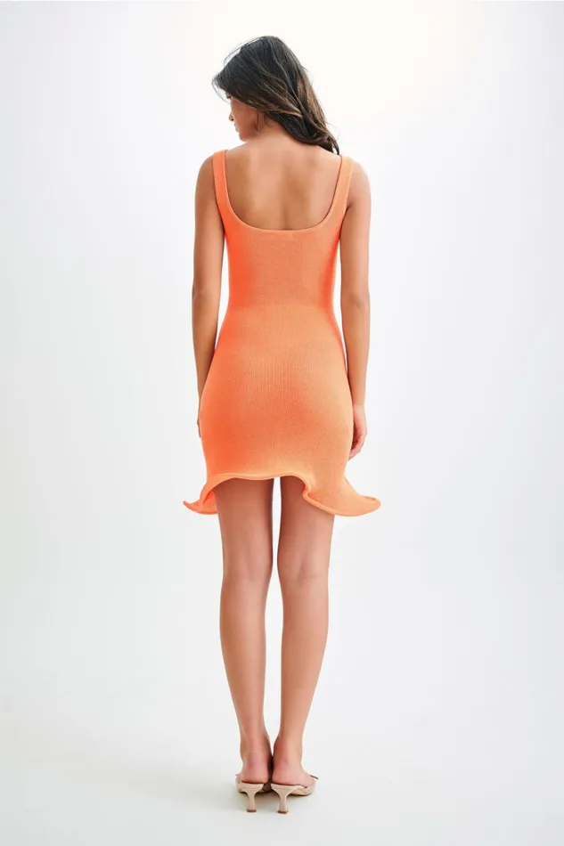 Women Meshki Dresses Sandra Square Neck Knit Mini Dress 8211 Orange