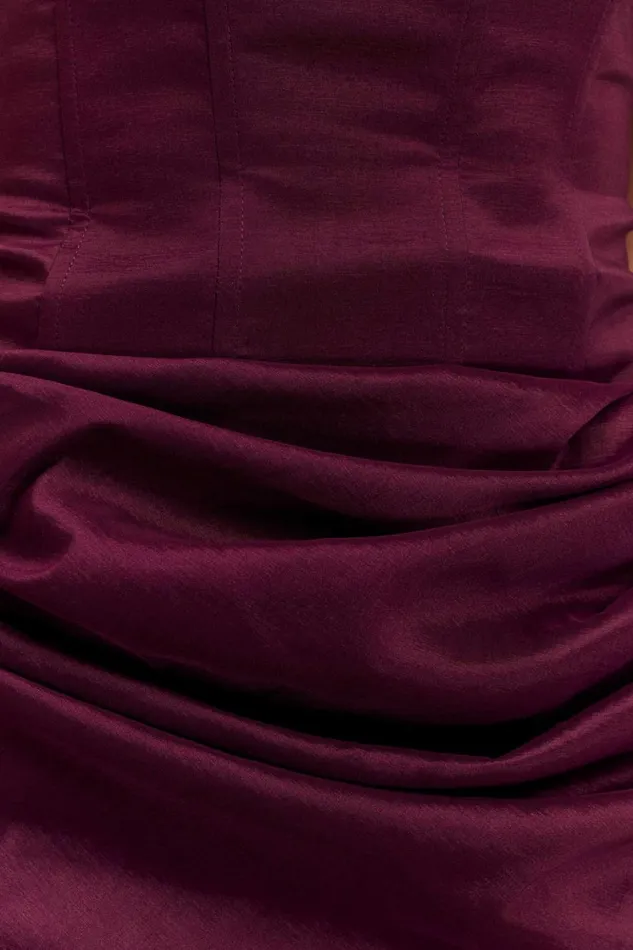 Women Meshki Dresses Sasha Taffeta Strapless Corset Mini Dress 8211 Plum