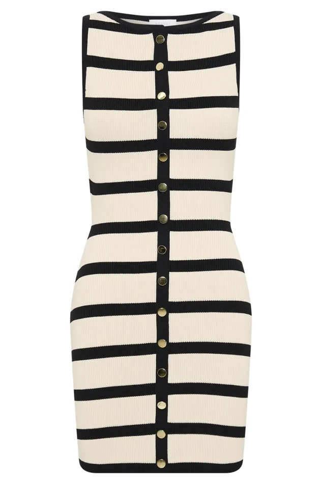 Women Meshki Dresses Sawyer Stripe Knit Mini Dress 8211 BlackCream
