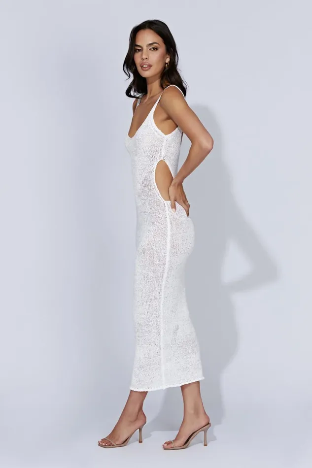 Women Meshki Dresses Shae Scoop Neck Knit Midi Dress 8211 White Women Meshki Dresses Shae Scoop Neck Knit Midi Dress 8211 White
