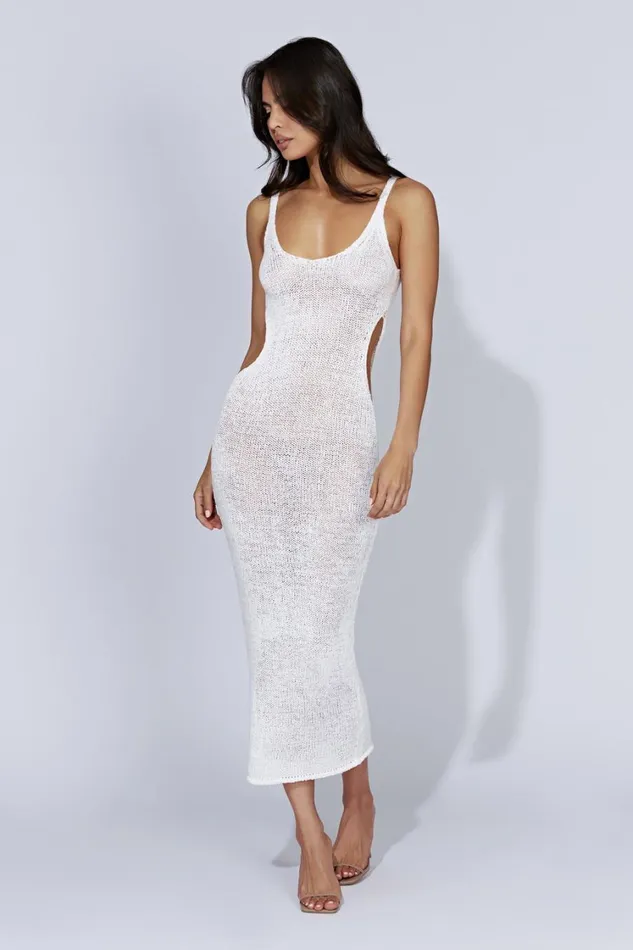Women Meshki Dresses Shae Scoop Neck Knit Midi Dress 8211 White Women Meshki Dresses Shae Scoop Neck Knit Midi Dress 8211 White