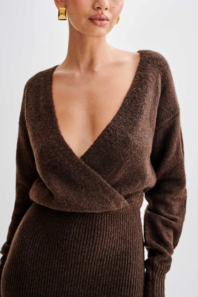 Women Meshki Dresses Shannon Knit Maxi Dress 8211 Chocolate