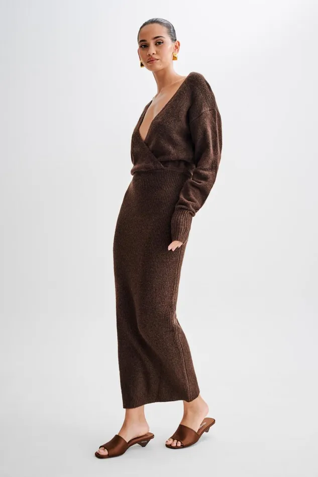 Women Meshki Dresses Shannon Knit Maxi Dress 8211 Chocolate