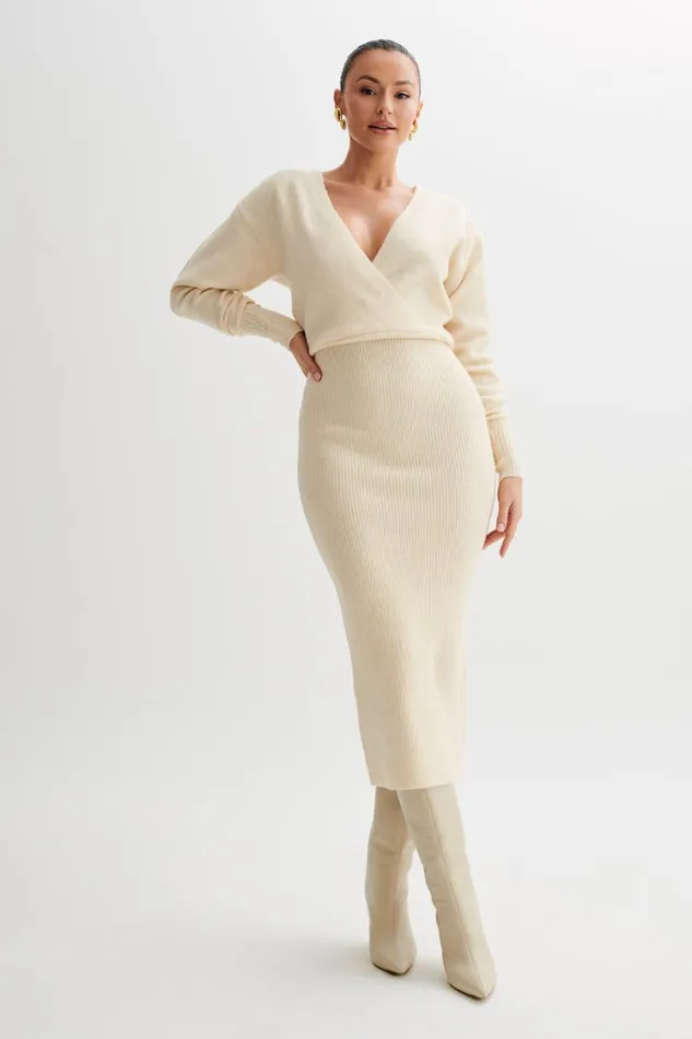 Women Meshki Dresses Shannon Knit Maxi Dress 8211 Cream Marle