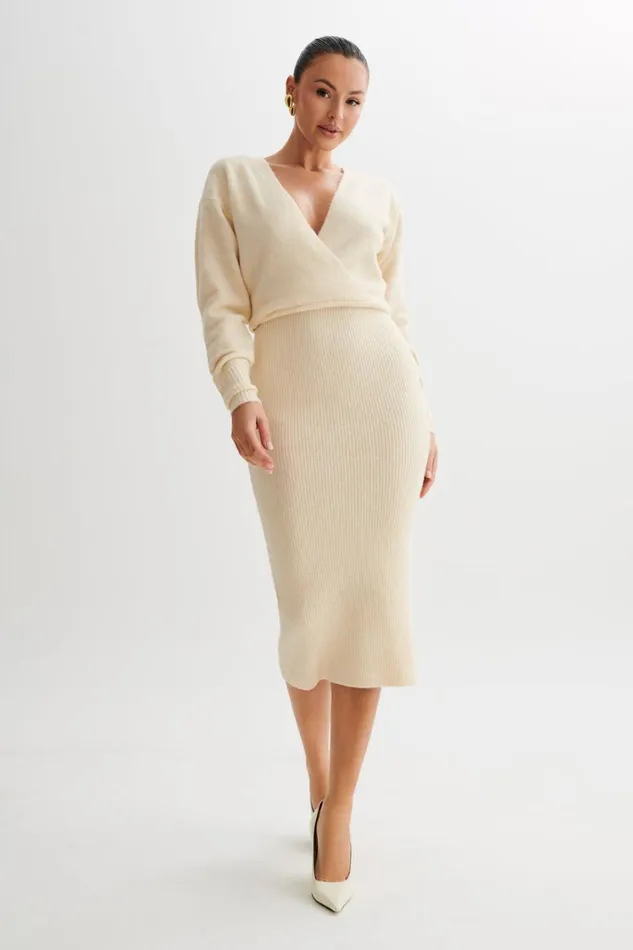 Women Meshki Dresses Shannon Knit Maxi Dress 8211 Cream Marle