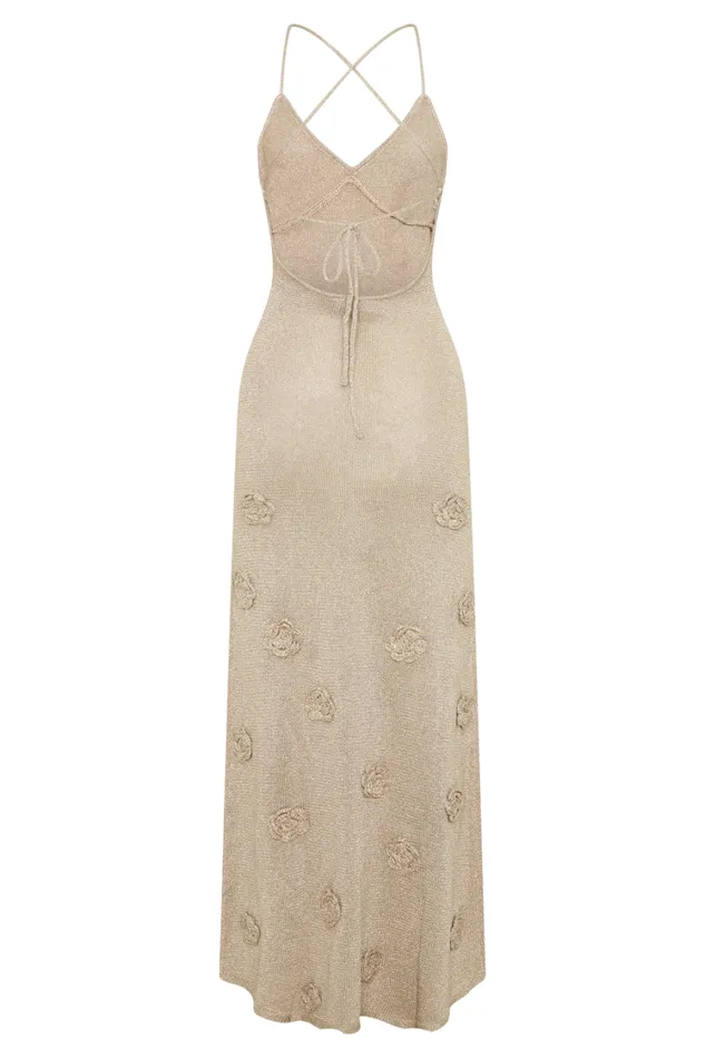 Women Meshki Dresses Suki Metallic Knit Maxi Dress 8211 Gold
