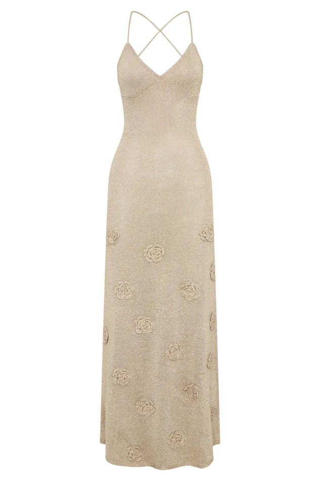 Women Meshki Dresses Suki Metallic Knit Maxi Dress 8211 Gold