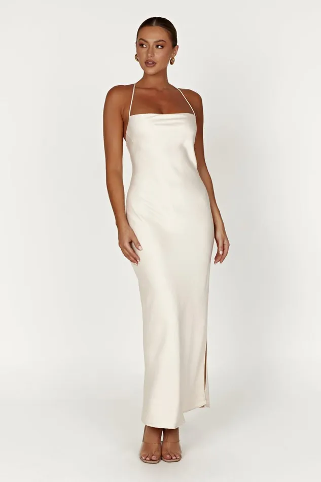 Women Meshki Dresses Sydney Straight Neck Slip Maxi Dress 8211 Cream