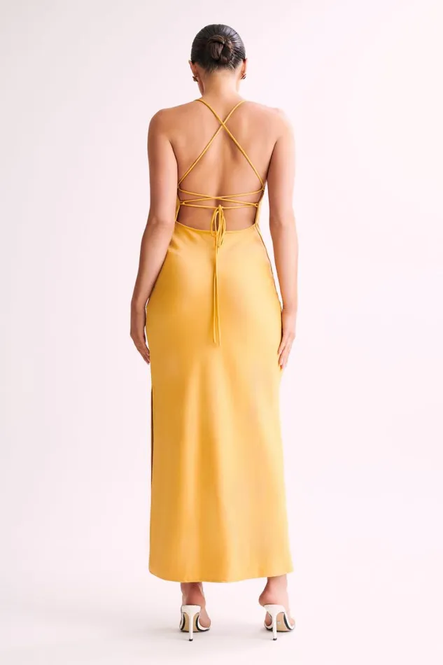 Women Meshki Dresses Sydney Straight Neck Slip Maxi Dress 8211 Yellow