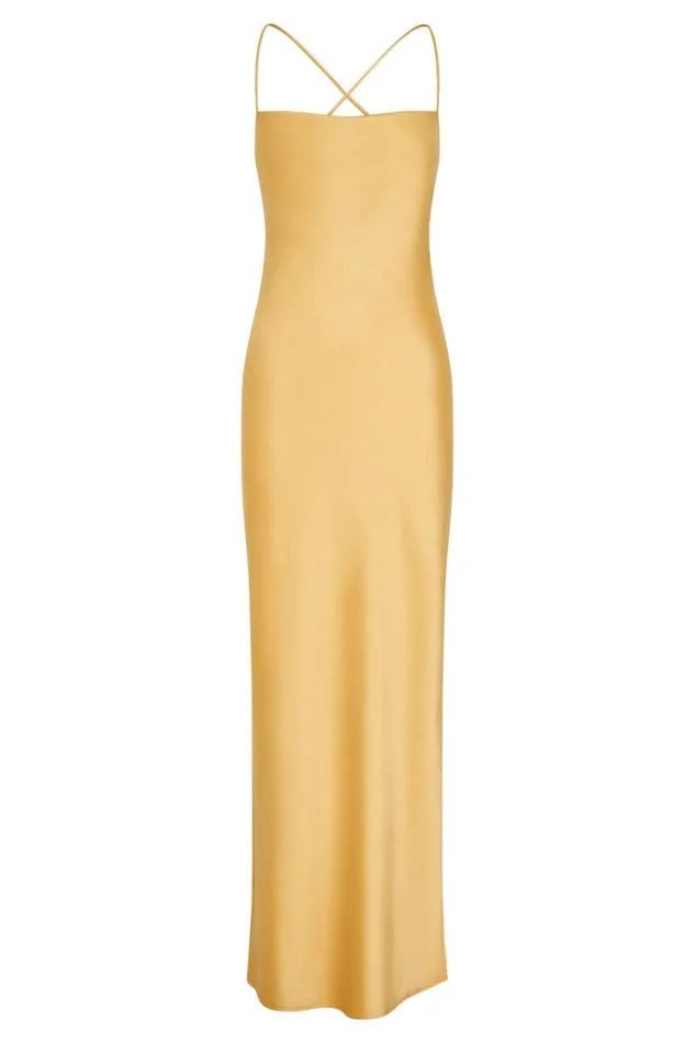 Women Meshki Dresses Sydney Straight Neck Slip Maxi Dress 8211 Yellow