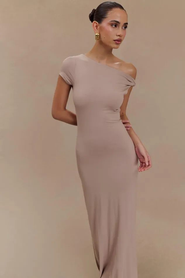 Women Meshki Dresses Tamsin Short Sleeve Modal Maxi Dress 8211 Mushroom