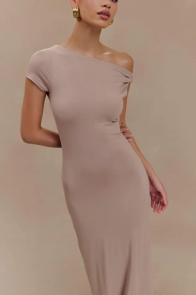 Women Meshki Dresses Tamsin Short Sleeve Modal Maxi Dress 8211 Mushroom
