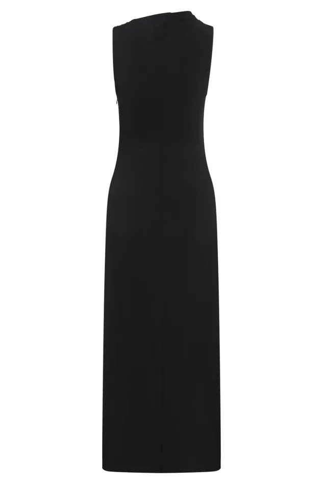 Women Meshki Dresses Taylor Draped Stretch Crepe Midi Dress 8211 Black