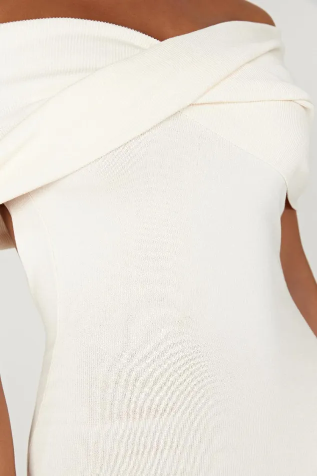 Women Meshki Dresses Terese Off Shoulder Knit Maxi Dress 8211 Cream