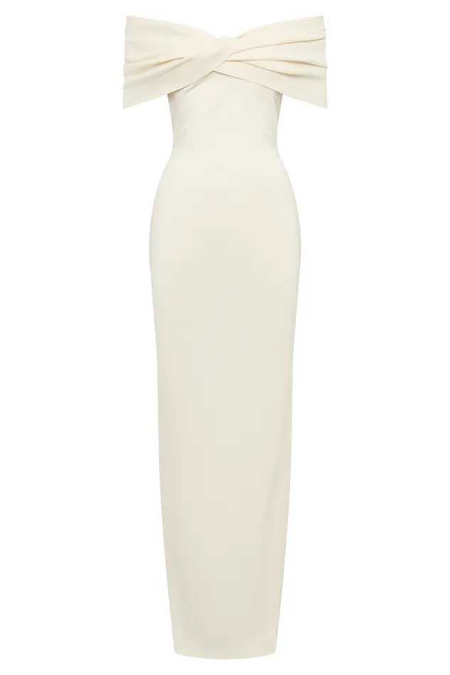 Women Meshki Dresses Terese Off Shoulder Knit Maxi Dress 8211 Cream