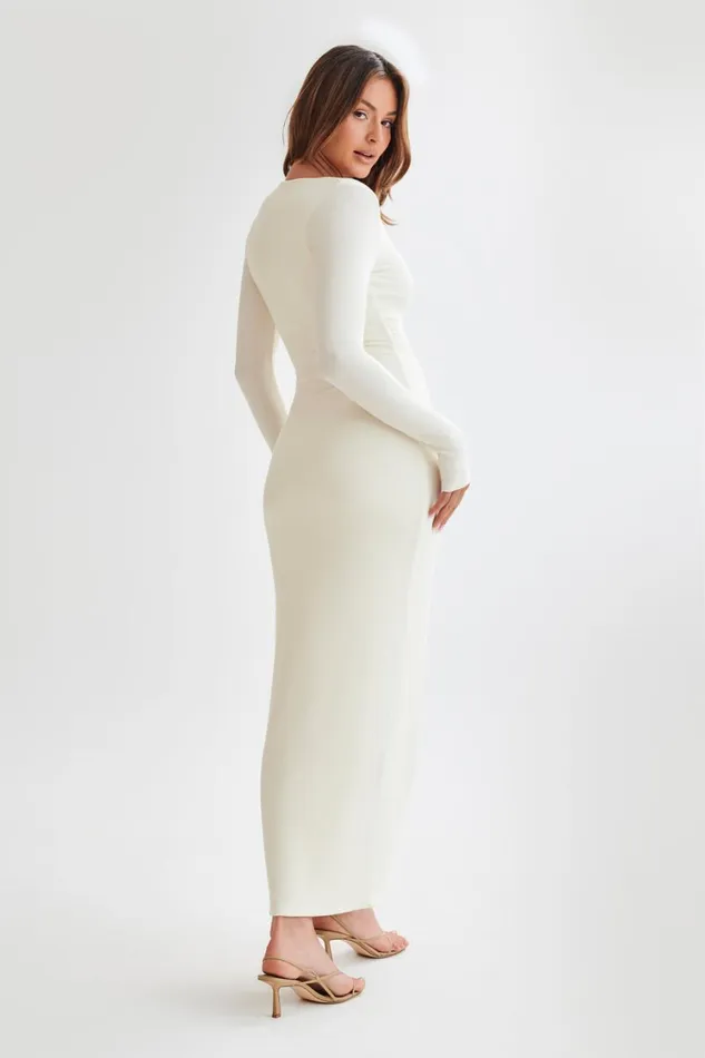 Women Meshki Dresses Vanessa Modal Long Sleeve Midi Dress 8211 Bone