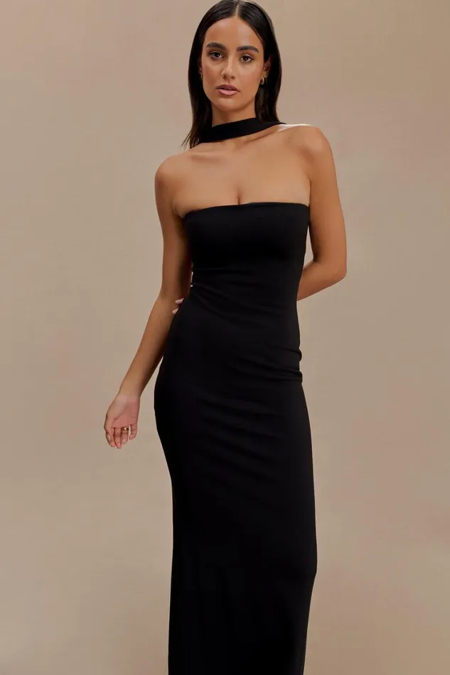 Women Meshki Dresses Velma Halter Collar Maxi Dress 8211 Black