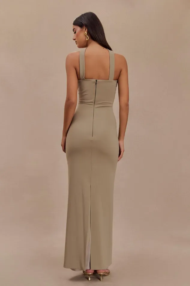Women Meshki Dresses Velma Halter Collar Maxi Dress 8211 Mushroom
