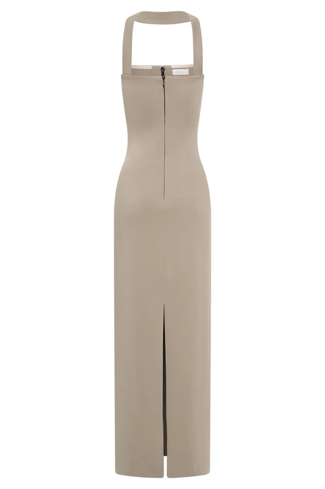 Women Meshki Dresses Velma Halter Collar Maxi Dress 8211 Mushroom