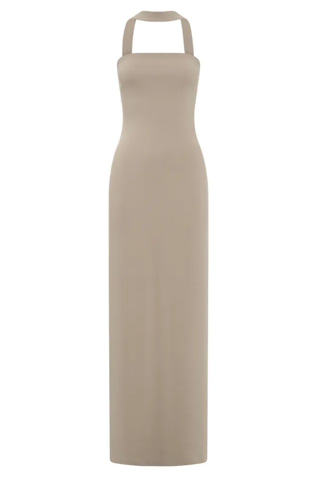 Women Meshki Dresses Velma Halter Collar Maxi Dress 8211 Mushroom