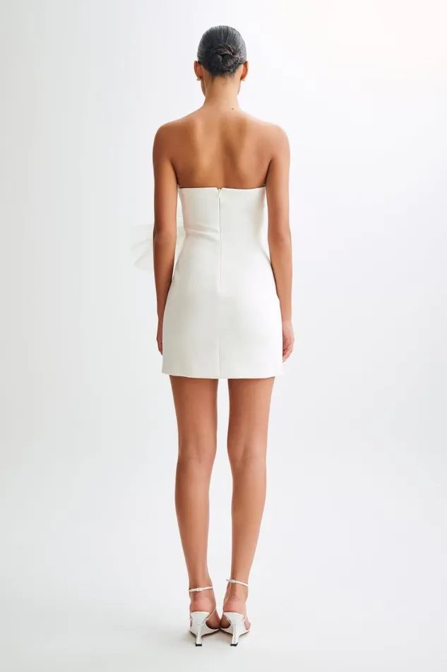 Women Meshki Dresses Victoria Strapless Mini Dress With Oversized Flower 8211 White