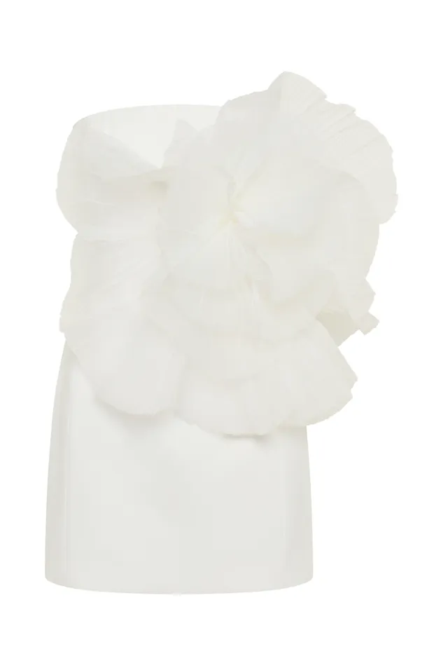 Women Meshki Dresses Victoria Strapless Mini Dress With Oversized Flower 8211 White