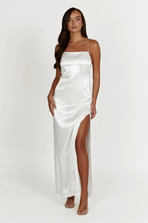 Women Meshki Dresses Whitney Wetlook Maxi Dress 8211 White