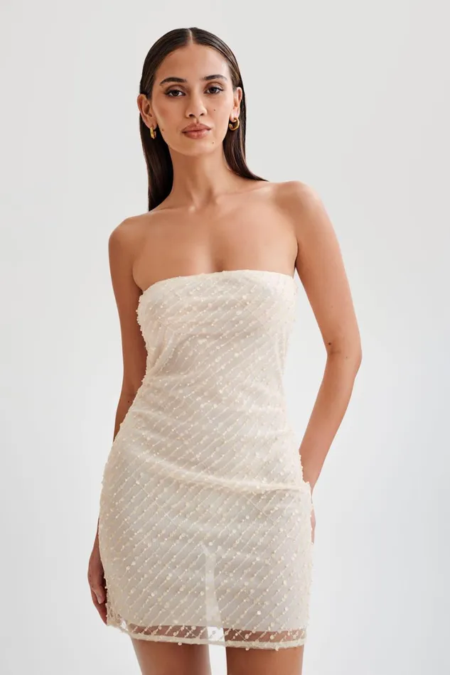 Women Meshki Dresses Yolanda Sequin Mini Dress 8211 Buttercream