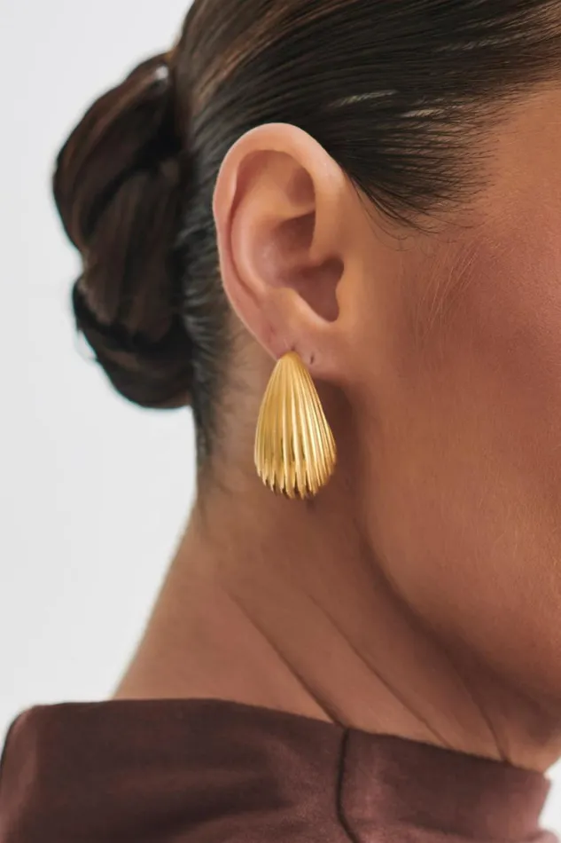 Women Meshki Jewellery Sloane C Shape Hoop Earrings 8211 Gold