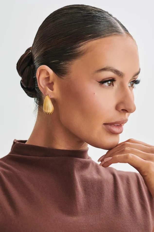 Women Meshki Jewellery Sloane C Shape Hoop Earrings 8211 Gold