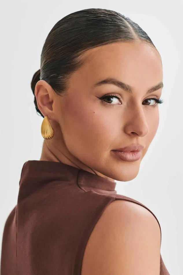 Women Meshki Jewellery Sloane C Shape Hoop Earrings 8211 Gold