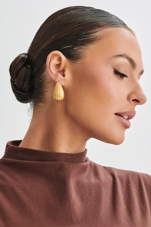 Women Meshki Jewellery Sloane C Shape Hoop Earrings 8211 Gold