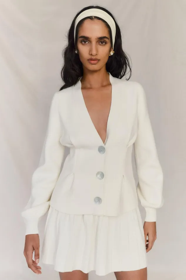 Women Meshki Outerwear Beverly Knit Cinched Cardigan 8211 Ivory