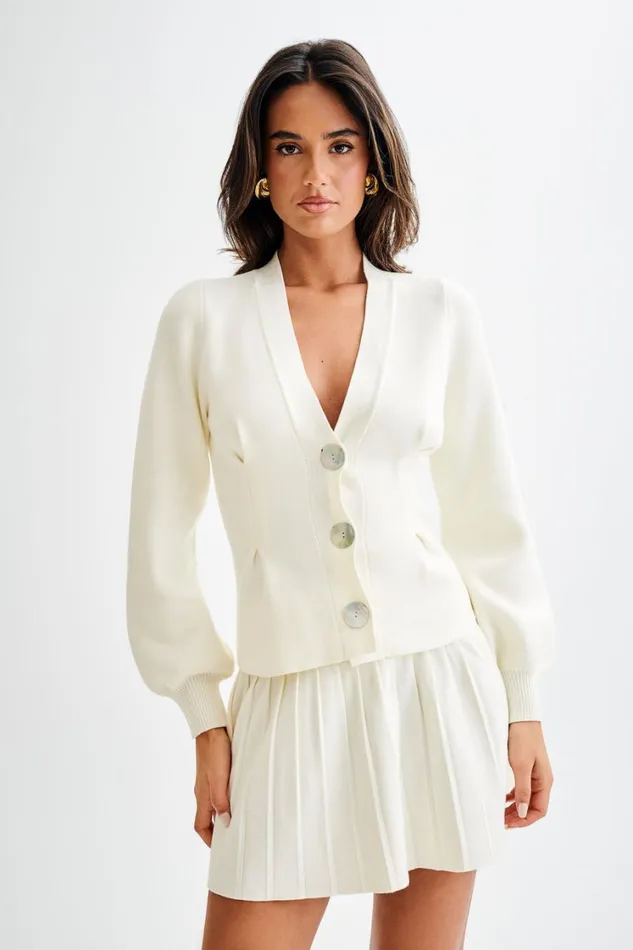 Women Meshki Outerwear Beverly Knit Cinched Cardigan 8211 Ivory