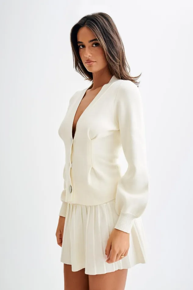 Women Meshki Outerwear Beverly Knit Cinched Cardigan 8211 Ivory