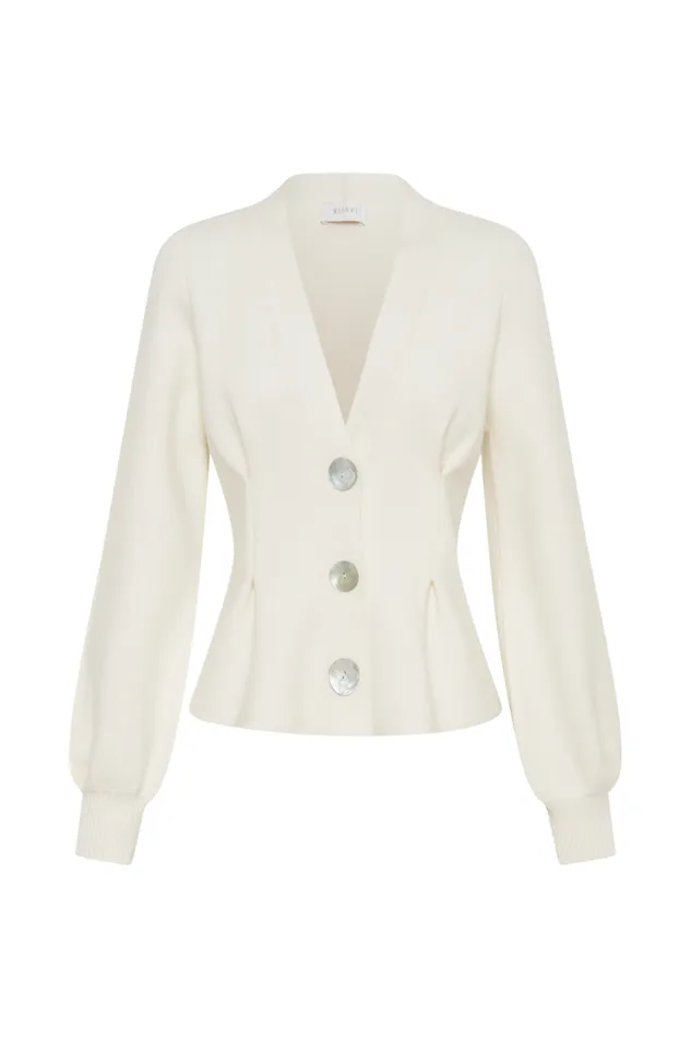 Women Meshki Outerwear Beverly Knit Cinched Cardigan 8211 Ivory