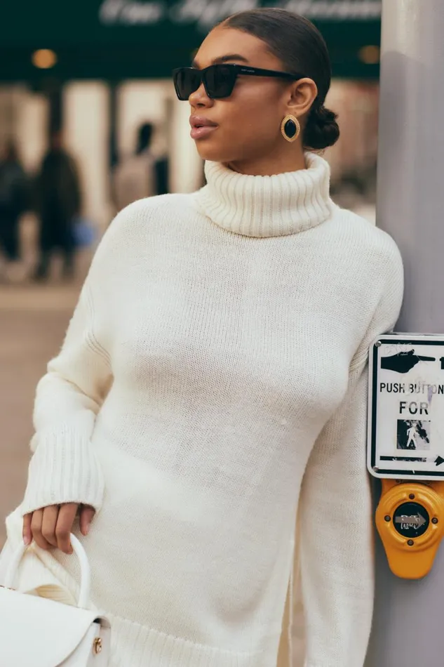 Women Meshki Outerwear Brittany High Neck Knit Jumper 8211 Ivory