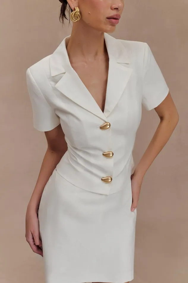 Women Meshki Outerwear Ciara Linen Jacket 8211 White