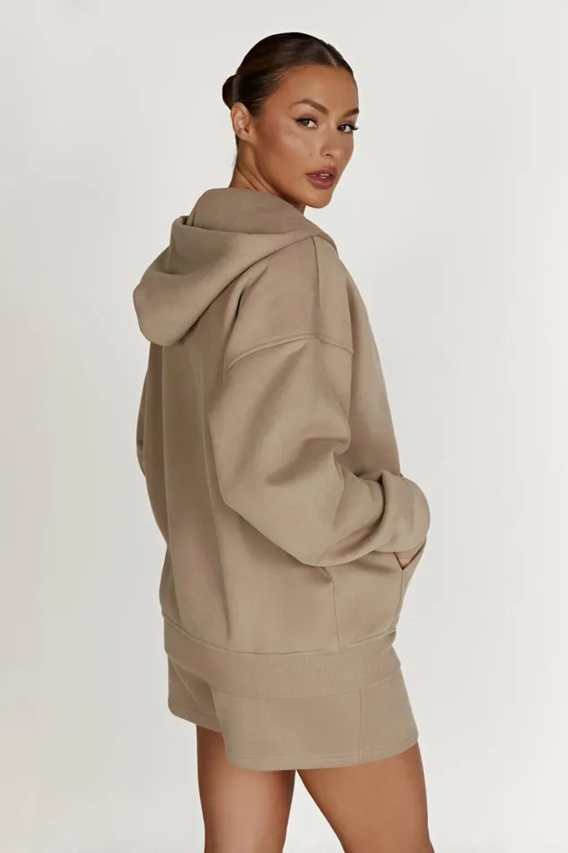 Women Meshki Outerwear Corrie Unisex Zip Through Hoodie 8211 Cement