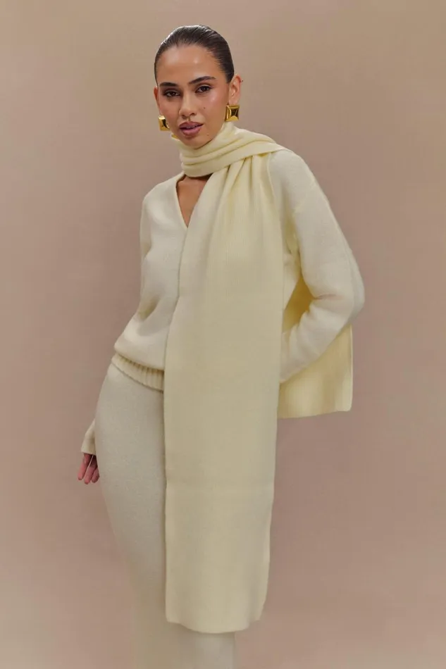 Women Meshki Outerwear Ella V Neck Knit Jumper With Scarf 8211 Ivory Marle