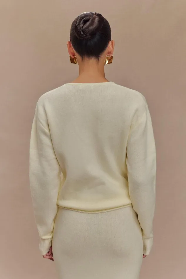 Women Meshki Outerwear Ella V Neck Knit Jumper With Scarf 8211 Ivory Marle