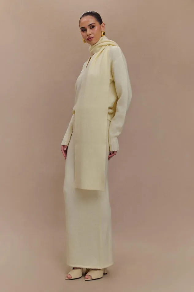 Women Meshki Outerwear Ella V Neck Knit Jumper With Scarf 8211 Ivory Marle