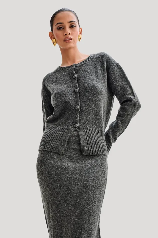 Women Meshki Outerwear Genevieve Oversized Knit Cardigan 8211 Charcoal Marle