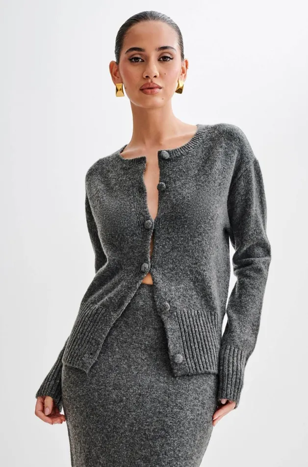 Women Meshki Outerwear Genevieve Oversized Knit Cardigan 8211 Charcoal Marle