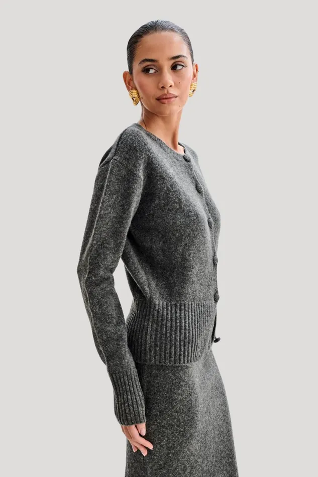 Women Meshki Outerwear Genevieve Oversized Knit Cardigan 8211 Charcoal Marle